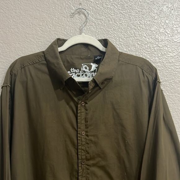 The Factory Mens Long Sleeve Brown Button Down Shirt  Size XXL Embroidered - Picture 4 of 11